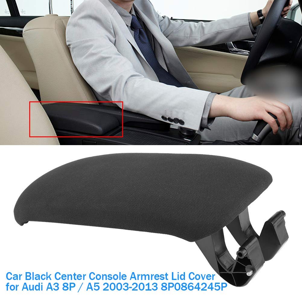 Coperchio del Bracciolo della Console Centrale Nera dell'Automobile Coperchio della Copertura della Console Centrale del Bracciolo dell'Auto per 8P / 2003-2013 8P0864245P(Cloth)