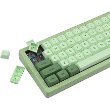Catekro 139 Keys XDA Profile Keycaps 75 Percent, Round Dye- Sub PBT Keycaps 60 Percent Blue Cat Theme Keycaps 60% 75% Set for 60/75/87/96/98/100/104/108 Percent Switches Mechanical Keyboard Green