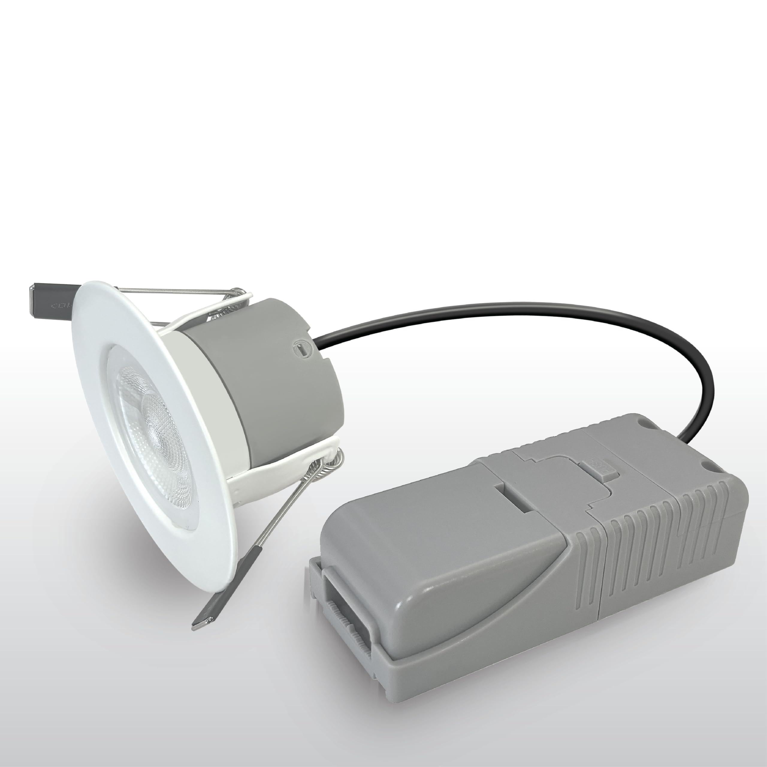 EVOGES 6W LED Fire Rated Downlight White, Dimmable, IP65, CCT Switchable 3000K/4000K/6500K, Fast Fix Connector, 60° Beam Angle