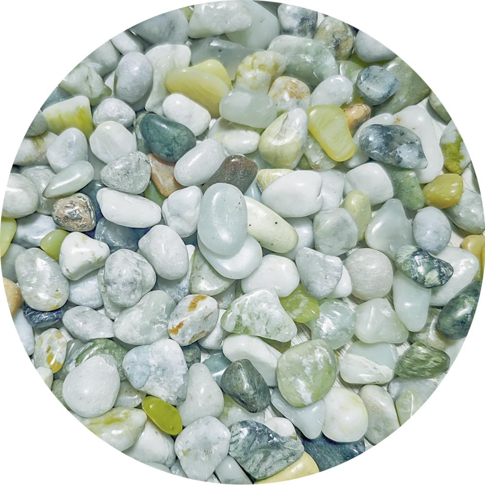 8-12mm Green Agate Stones 5LBS Polished Tumbled Pebbles Crystals Top Soil Hydroponics Rocks for Plants, Fish Tank, DIY Handmade, Home Decor, Vase Filler, Landscaping