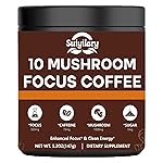 Suiyilary Mushroom Coffee with Focus, 10 Mushroom Extract Powder Blend Lion\'s Mane, Brain Supplements with Instant Coffee for Energy, Focus, Memory and Immunity 147g 21 Serving
