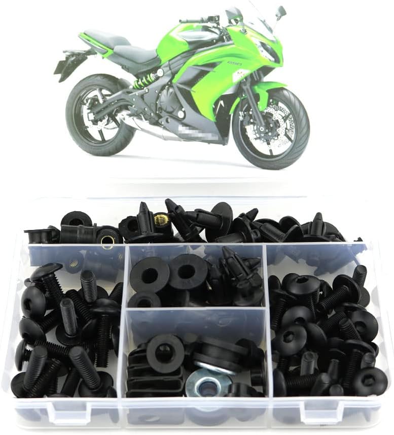 Xitomer Full Sets Fairing Bolts Kits, Fit for Ninja 650 ER-6F 2012 2013 2014 2015 2016, Mounting Kits Washers/Nuts/Fastenings/Clips/Grommets (Matte Black)