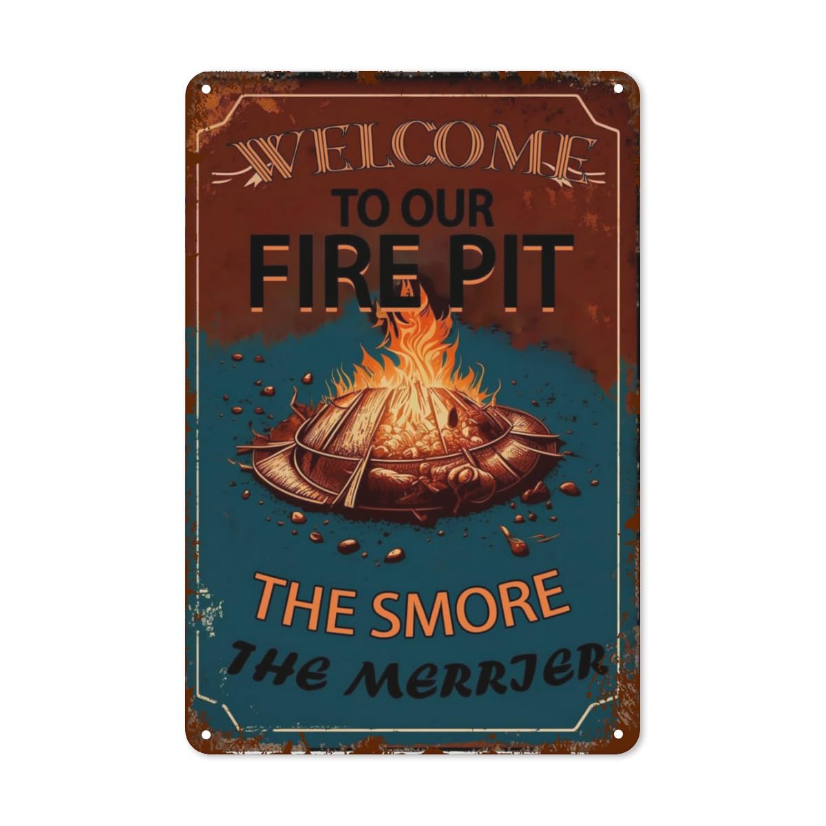 Vintage Metal Signs - Retro Tin Posters for Boho, Hippie & Funny Wall Decor - Ideal for Home, Outdoor Fire Pit, Camping & Music-Themed Parties - & Intense - 12x8 Inches