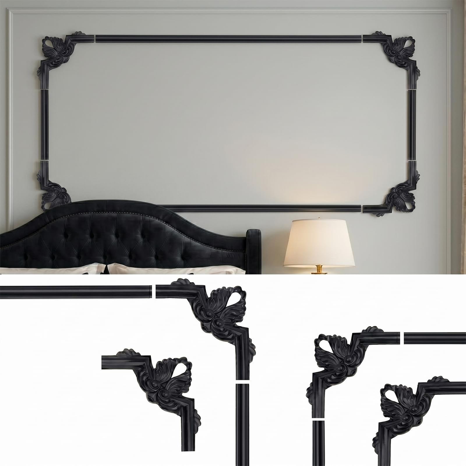 CBBEONRN Self Adhesive Wall Molding Kit PVC Peel And Stick Flexible Trim Interior Black,5m