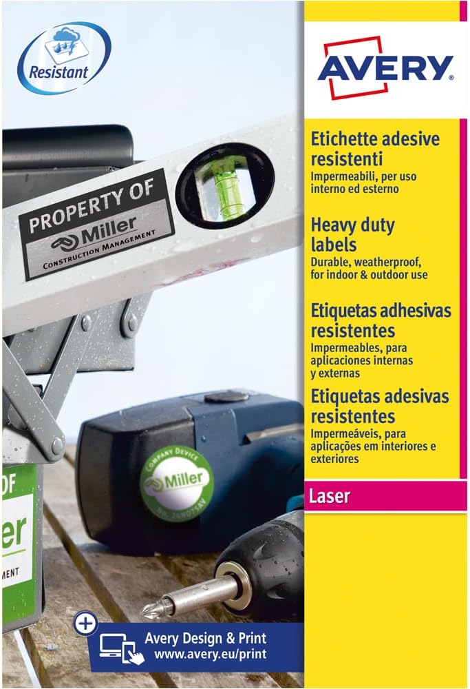 Avery Zweckform Protection & Security Labels 105 x 148 mm Weatherproof Film 20 Blatt White