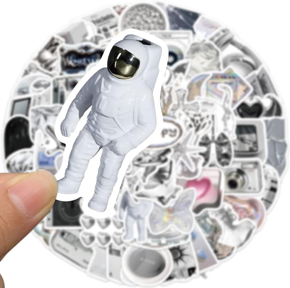 Trendy Vintage Aesthetic Stickers, 66Pcs Silver Retro Waterproof Vinyl Jaurney Stickers for Water Bottles, Laptop, Scrapbook, Phone Decals, Fashion Girls Gift, Party Supplies (Silver) image 3