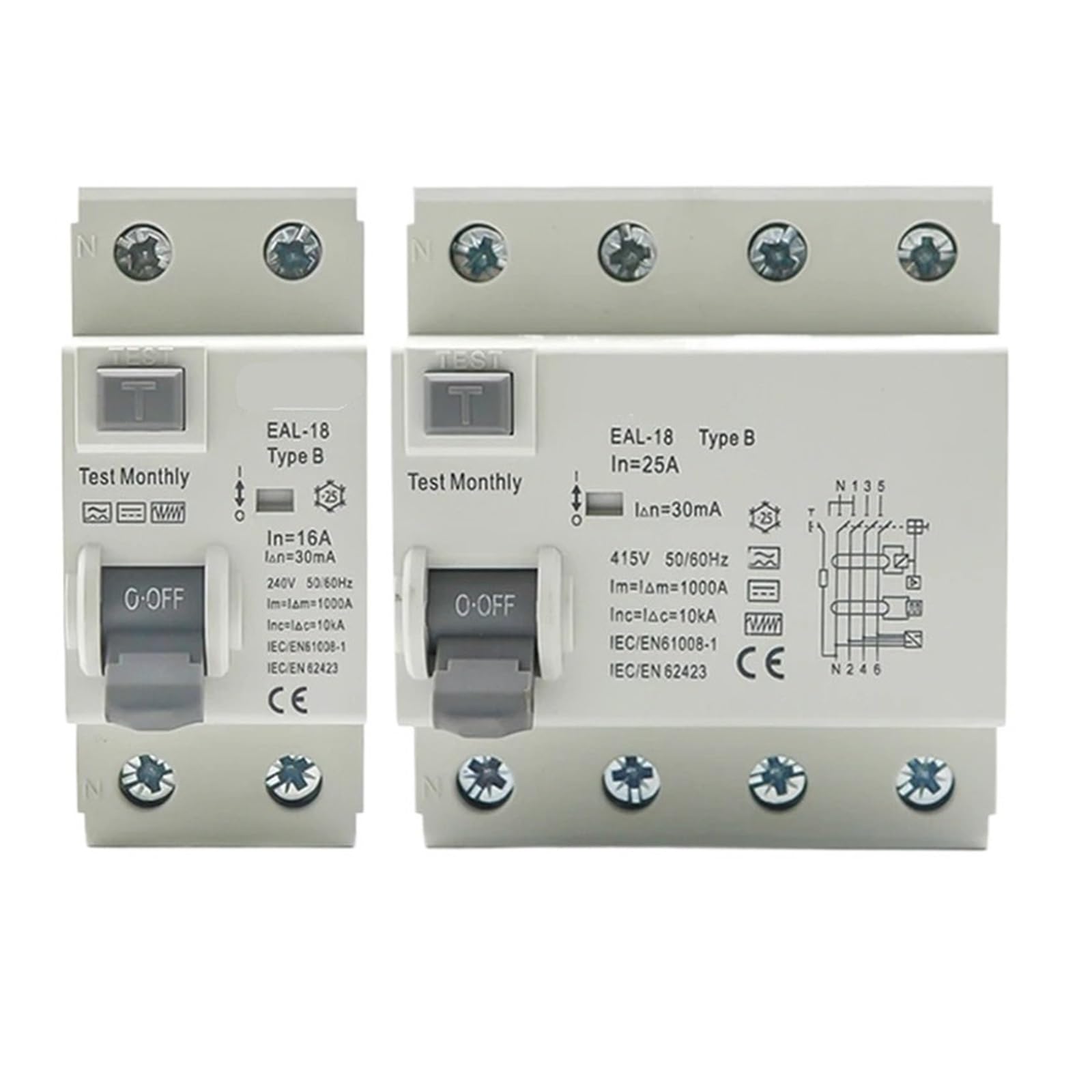 Diferencial RCD B para cargar coche eléctrico en garaje comunitario 4P 30mA
