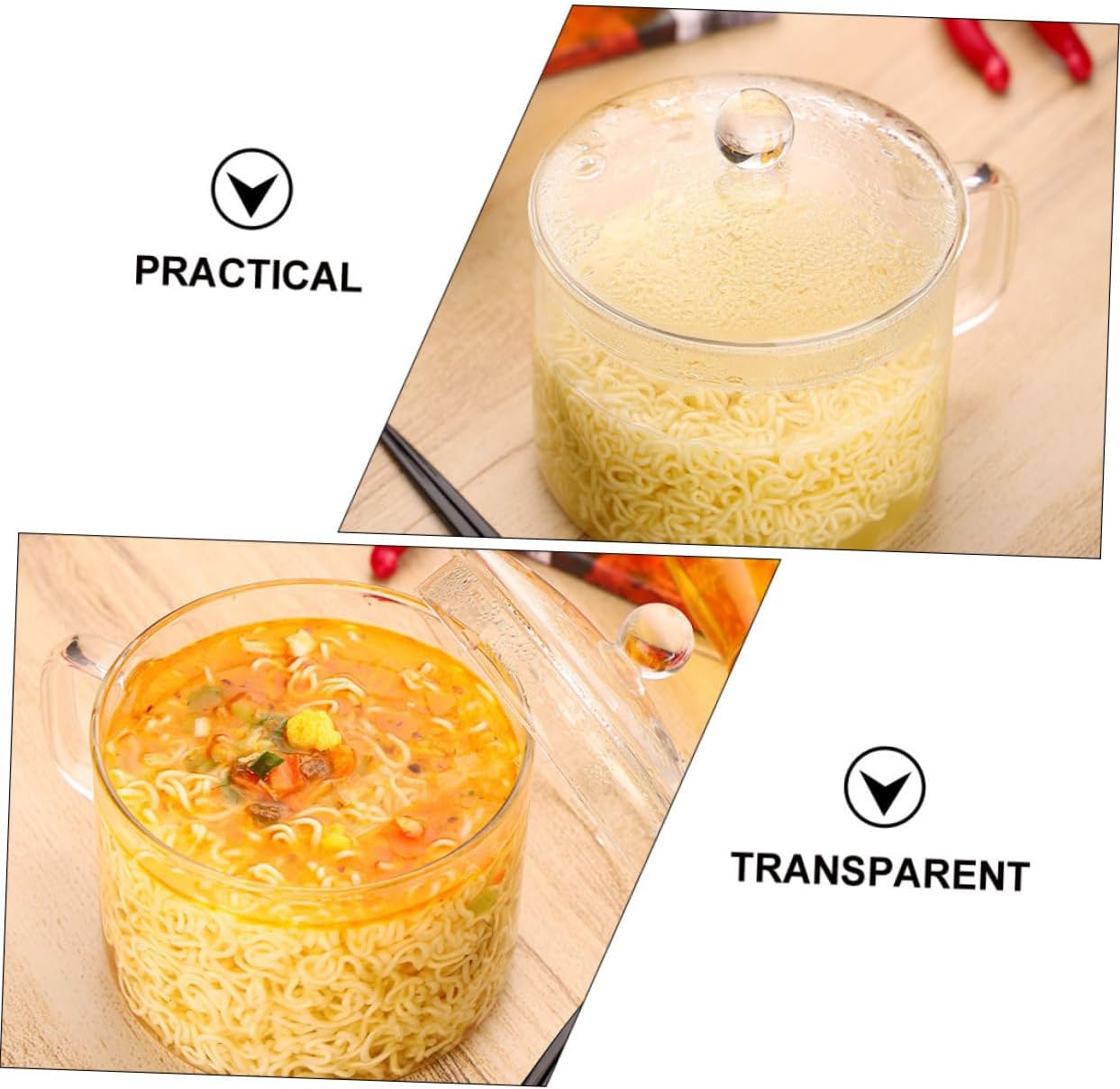 Heat Resistant Glass Saucepan Cooking Pot Lid Stewing Pot for Soup Noodles