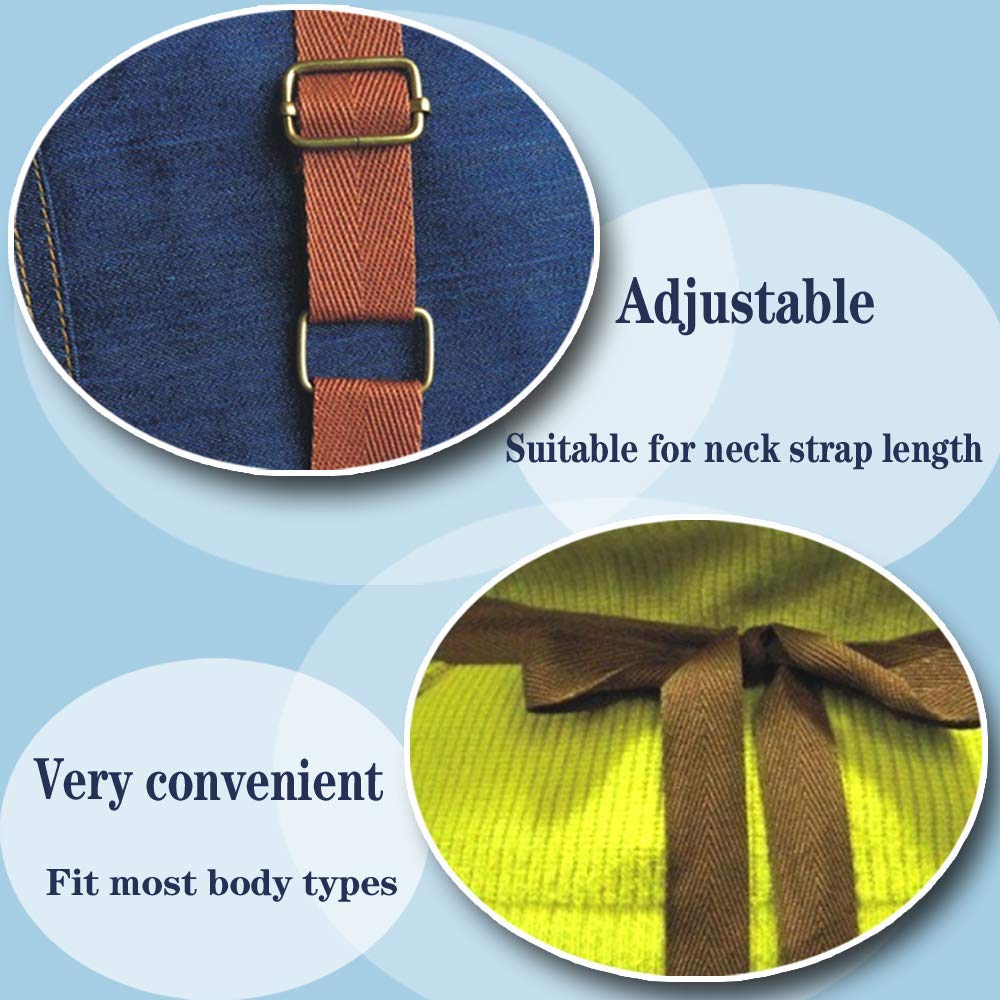 xinding Delantales para mujer, delantales de cocina de mezclilla, delantales ajustables con múltiples bolsillos para hombres y mujeres, delantales de chef unisex lavables a máquina para manualidades