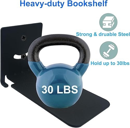 Miniatura 4 de SHTCSZBA Estantes flotantes invisibles para montaje en pared, organizadores de libros de alta resistencia, estantes de almacenamiento de hierro para