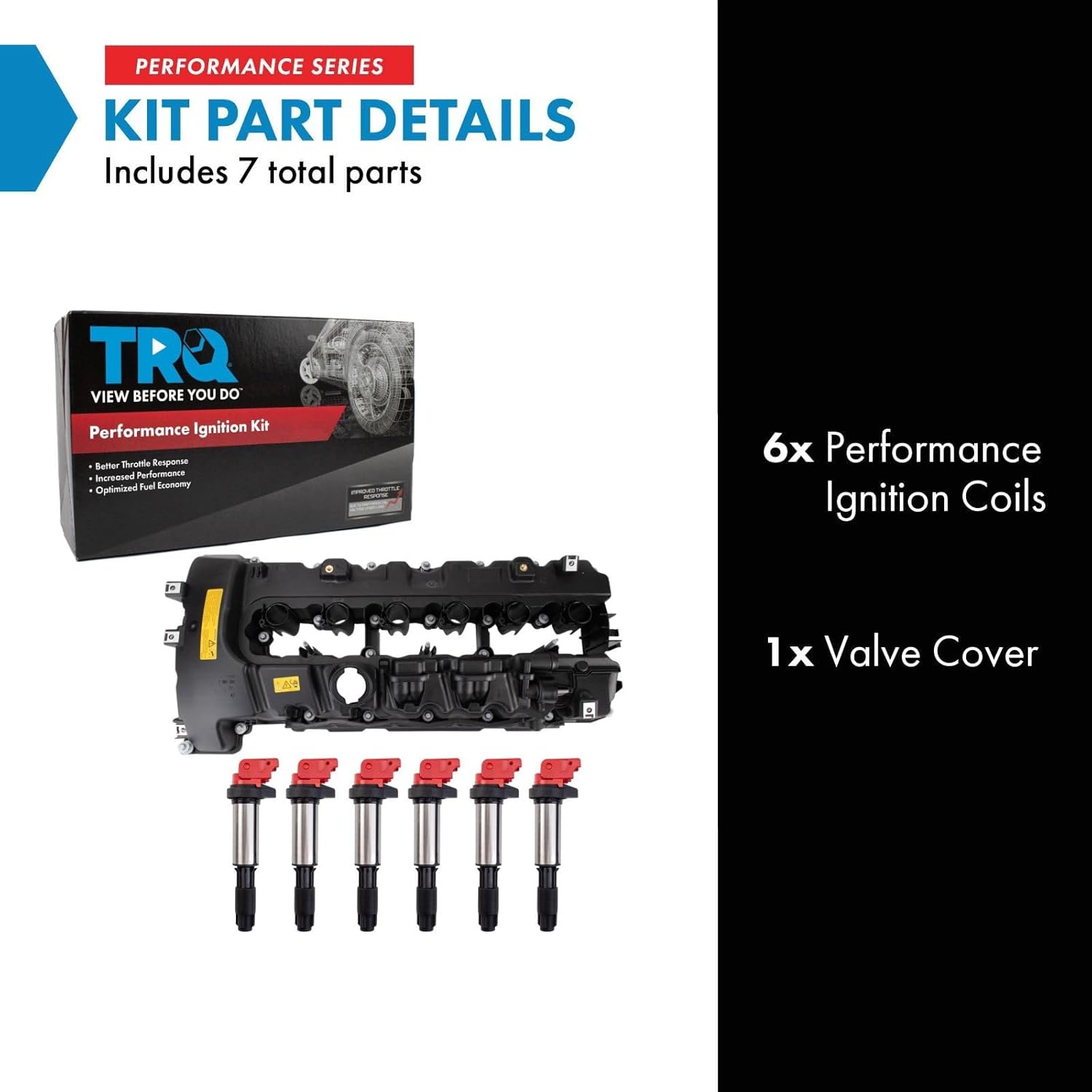 TRQ Ignition Coil Kit 7 Piece Valve Cover Compatible with 2007-2010 BMW 335i 2008-2010 135i 535i 2007-2008 335xi 2009-2010 535xi 2011-2013 335is 2008 X6 2011-2012 740i 740Li 2011-2016 Z4