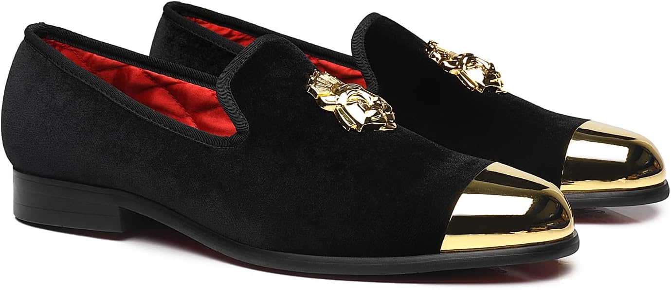 Erphpre PaulMen's Loafers Fashion Gold Buckle Wedding Party Shoes