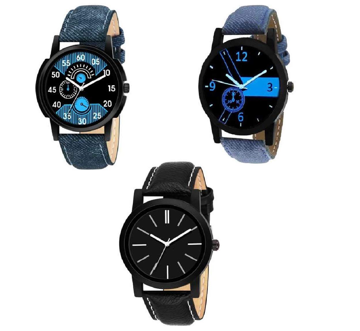 RPS FASHION WITH DEVICE OF RAnalogue Black Dial Men's Watch -Combo Set of 3