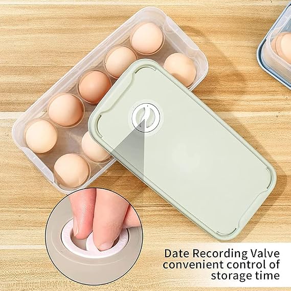 Egg Case, Refrigerator Storage, Egg Holder, Egg Case, 10 Pieces, Egg Box, Egg Storage, Egg Container with Lid, Stackable, Egg Storage Case, Egg Storage Holder, Compact, Egg Storage, Space Saving, Convenient Removal, Refrigerator Tray Green