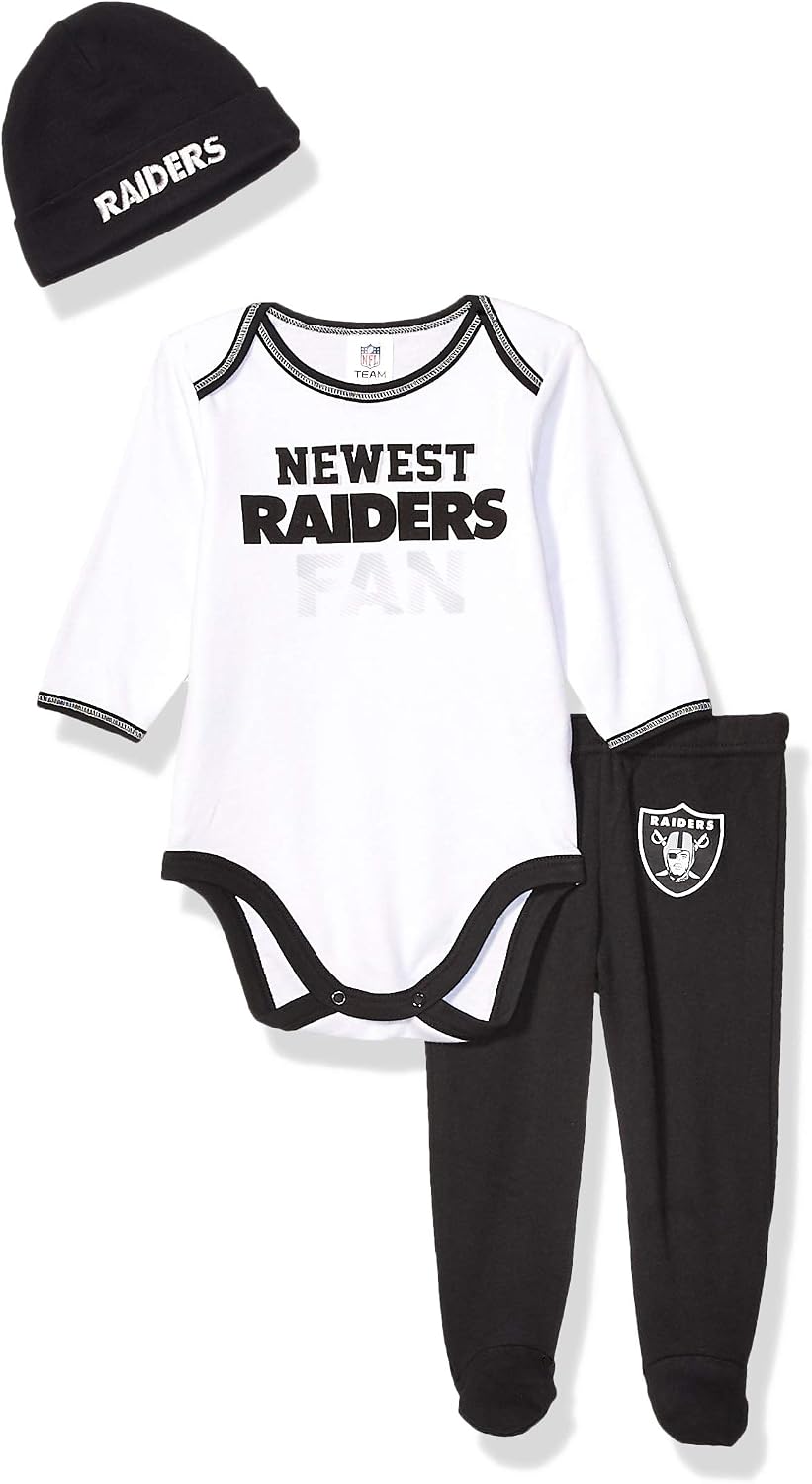 NFL Baby-Boy 3 Piece Bodysuit Footed Pant and Cap