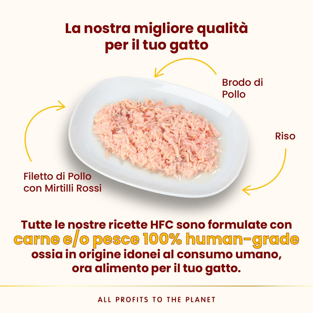Almo Nature HFC Urinary Help - Cibo Umido per Gatti - Supporto Vie Urinarie - Filetto di Pollo e Mirtilli Rossi - Human Grade, Monoproteico, Gluten Free - 24x50g