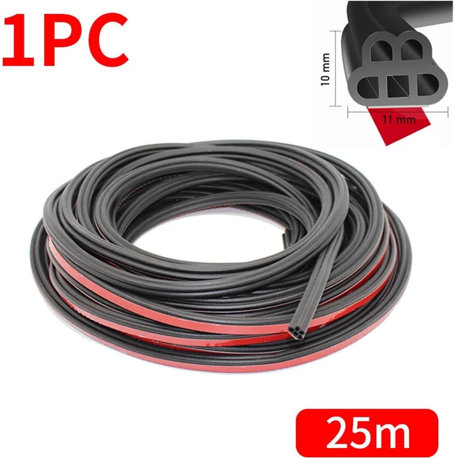 Rubber Car Door Seal Strip Double Layer Sealing Protector Auto Soundproof Waterproof Weather Strips for Door Hood Trunk(B Type 25m)