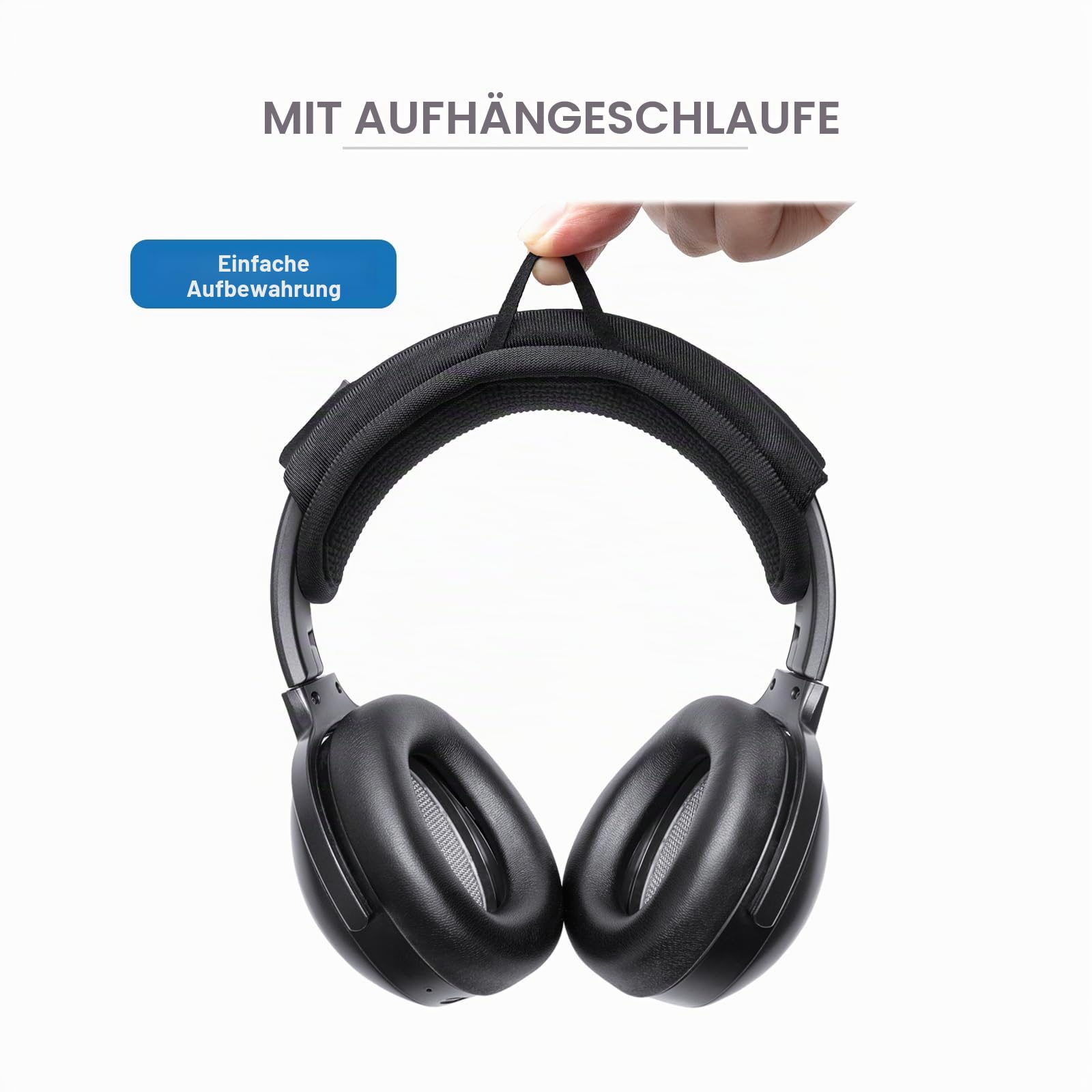 Lagoon Kopfband-Kissenbezug, kompatibel mit Beyerdynamic Lagoon ANC-Kopfhörern, 6-mm-dick, weiches Kissen zur Druckentlastung, kein Wackeln, Reißverschlussschieber, mit Aufhängeschlaufe