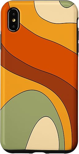 Miniatura 11 de Funda para iPhone 16 Pro Max Retro Liquid Swirl Rainbow 70s Estética Boho Naranja Quemado
