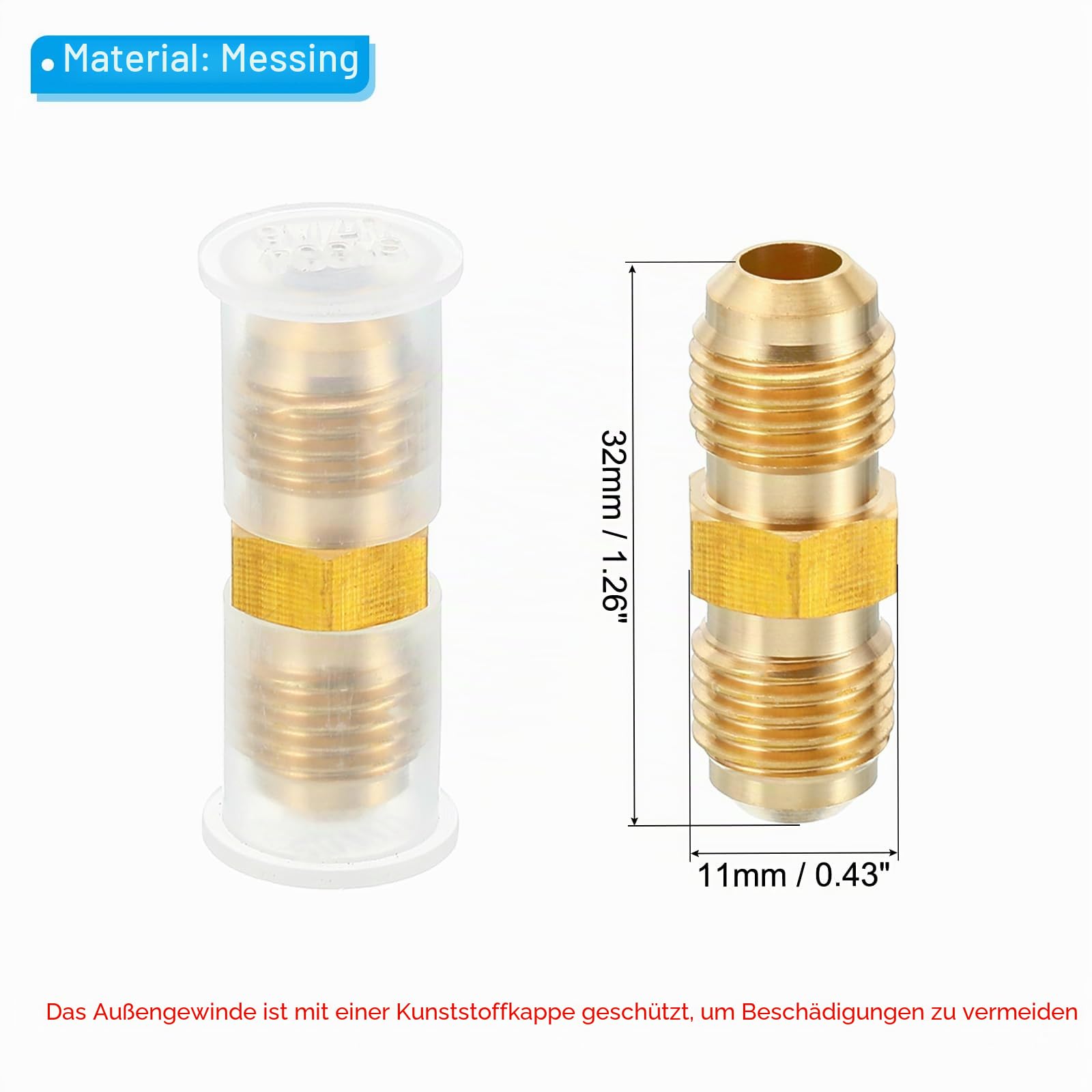 PATIKIL 1/4 Zoll Außen x 1/4 Zoll Außen Verbinder, 3 Stück SAE 45 Grad Flare Messing Adapter Union Rohrkupplung Flare Rohrverschraubung für Luft-, Gasleitungen
