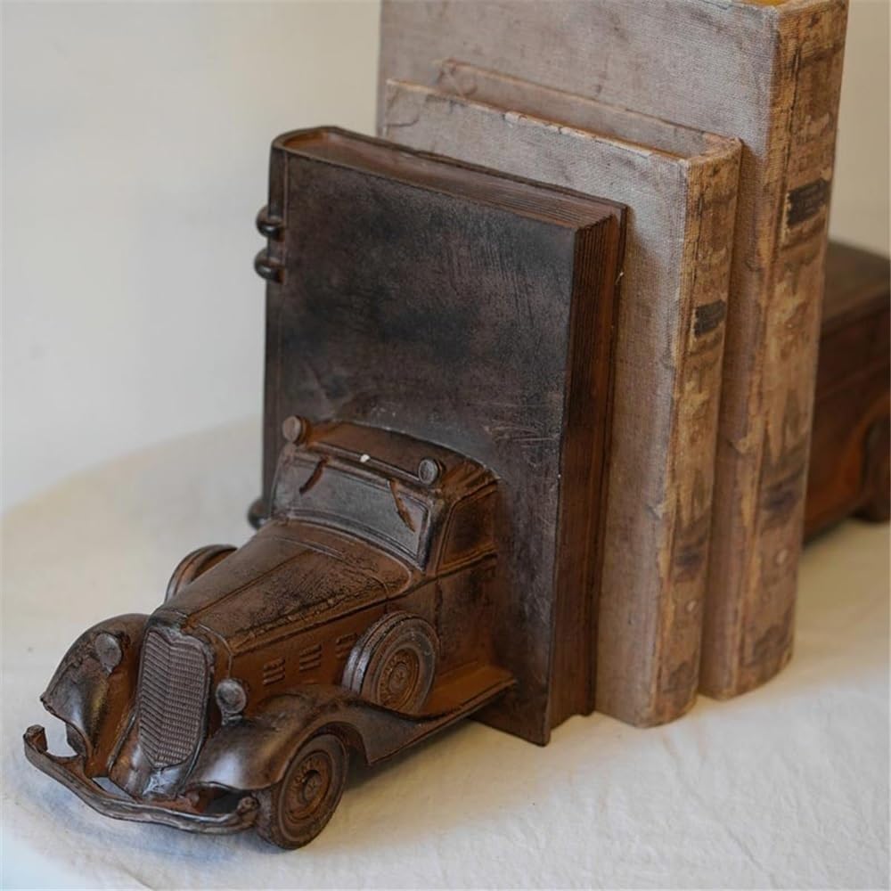 Bookend Support Rustic Style Book Ends Vintage Aged Resin Bookends Stopper for Shelves Books Home Office Decor Bookends