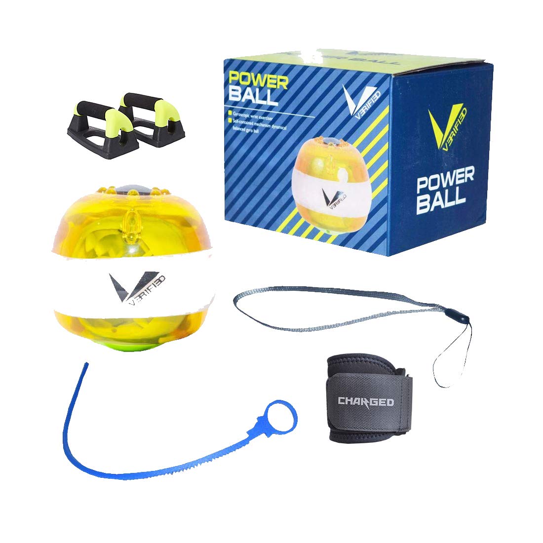 VERIFIED Gym Set Including VERIFIED Power Ball with Charged Pushup BAR Green and Wrist Support Black-image-13