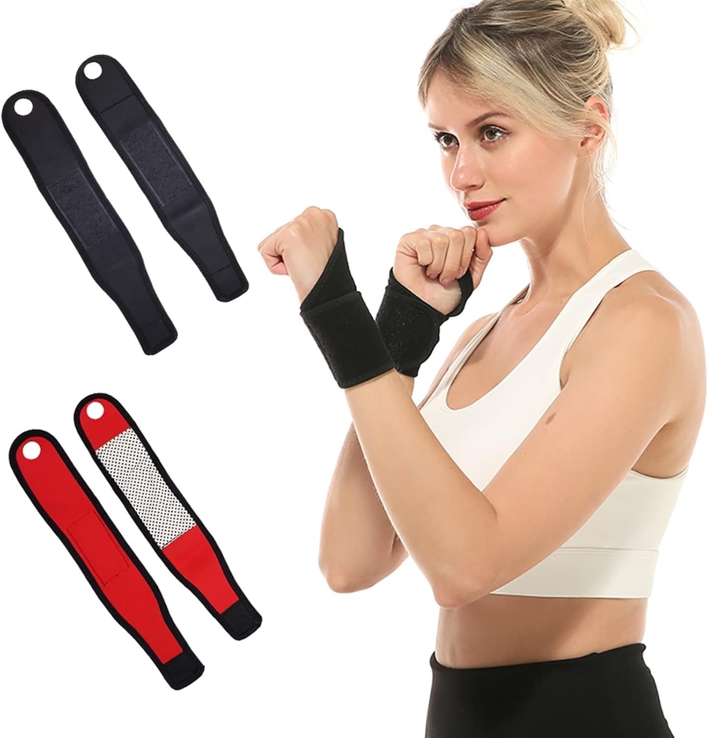 Fasce da Polso per Esercizi E Fitness, Fascia di Protezione per Il Polso, Supporto per Distorsioni del Tunnel Carpale, Fasce di Supporto per Palestra, Muscoli, Sport, Bicicletta, Protez, Black