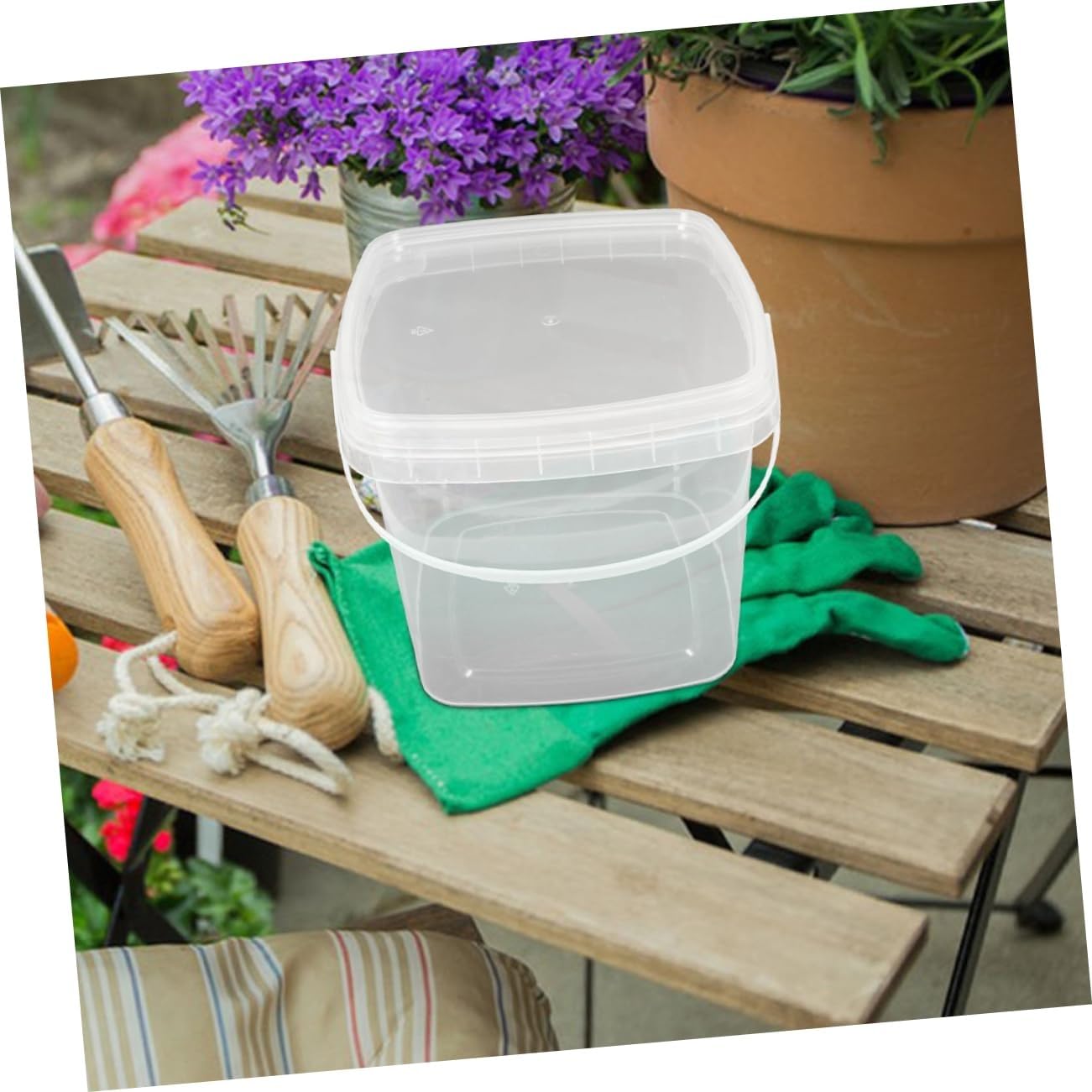 Amazon｜OUNONA 透明 バケツ 2個セット 5L 四角い プラスチック製 蓋