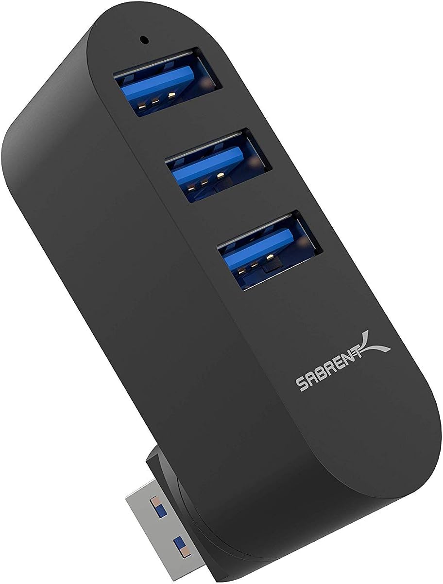 3-Port Aluminum Mini USB 3.0 Hub, Rotatable (HB-R3MB) | Compact aluminum hub; 90/180 degree rotatable connector; three USB 3.0 ports