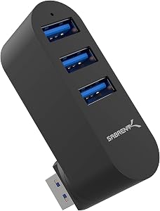 SABRENT USB hub 3.2X1, USB Adapter, rotatable 90°/180° USB Splitter, Aluminum Multiple Extension, Fast Data Transfer multiport hubs for PS5, Gaming PC, Laptop, Keyboard, MacBook, and More (HB-R3MB)