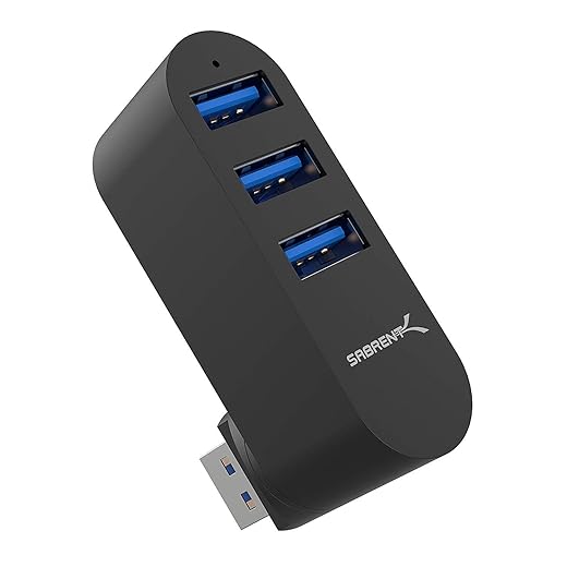 SABRENT USB hub 3.2X1, USB Adapter, rotatable 90°/180° USB Splitter, Aluminum Multiple Extension, Fast Data Transfer multiport hubs for PS5, Gaming PC, Laptop, Keyboard, MacBook, and More (HB-R3MB)