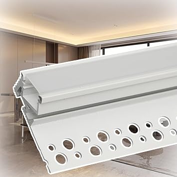 1 2 5 10 Pack Aluminum Channel for Led Strip Lights, Plaster-in Crown Molding LED Lighting Profile/Skirting Board Trim, Wall Ceiling Corner Wall Washer Lights Slot Metal1 Pack