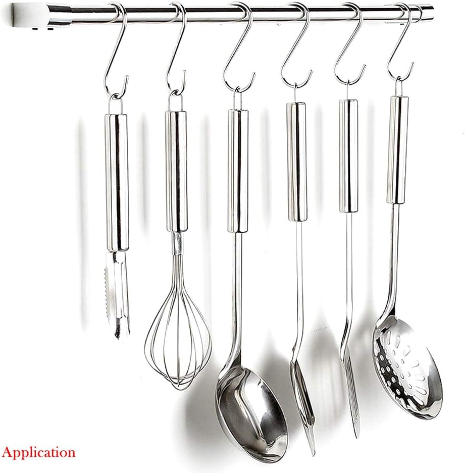 YourGift 12 Pack Flat S Hooks Stainless Steel 4 inches S Shaped Hanging Hooks for Kitchen, Bathroom, Bedroom and Office (X-Large) : Home & Kitchen