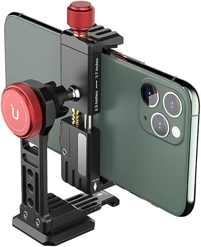 ULANZI ST-14 - Soporte de trípode para teléfono celular, adaptador de aluminio con zapata fría, soporte para teléfono celular de 360°, abrazadera