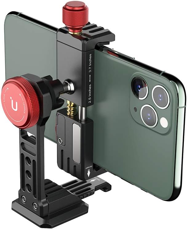 Cell Phone Tripod Mount, ULANZI ST-14 Smartphone Tripod Mount Adapter | Aluminum with Cold Shoe, 360° Cell Phone Stand Holder Clamp for iPhone17 16 15 14 13 12 11 Max Pro iPhone X XR Xs 6 7 Plus
