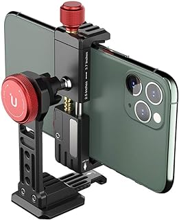 ULANZI ST-14 Smartphone Tripod Mount Adapter Aluminum with Cold Shoe, 360° Cell Phone Stand Holder Clamp for iPhone 13 12 11 Max Pro iPhone X XR Xs 6 7 Plus