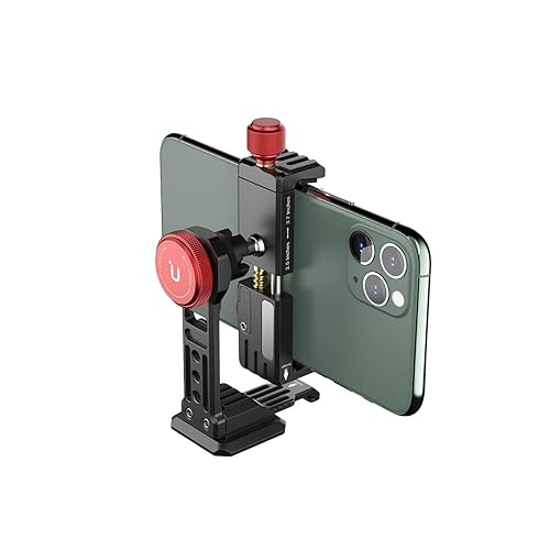 Soporte de trípode para teléfono móvil, adaptador de soporte de trípode para smartphone ULANZI ST-14 de aluminio con zapata fría, soporte de pie de celular giratorio 360° para iPhone 16 15 14 13 12 11 Max Pro iPhone X XR Xs 6 7 Plus