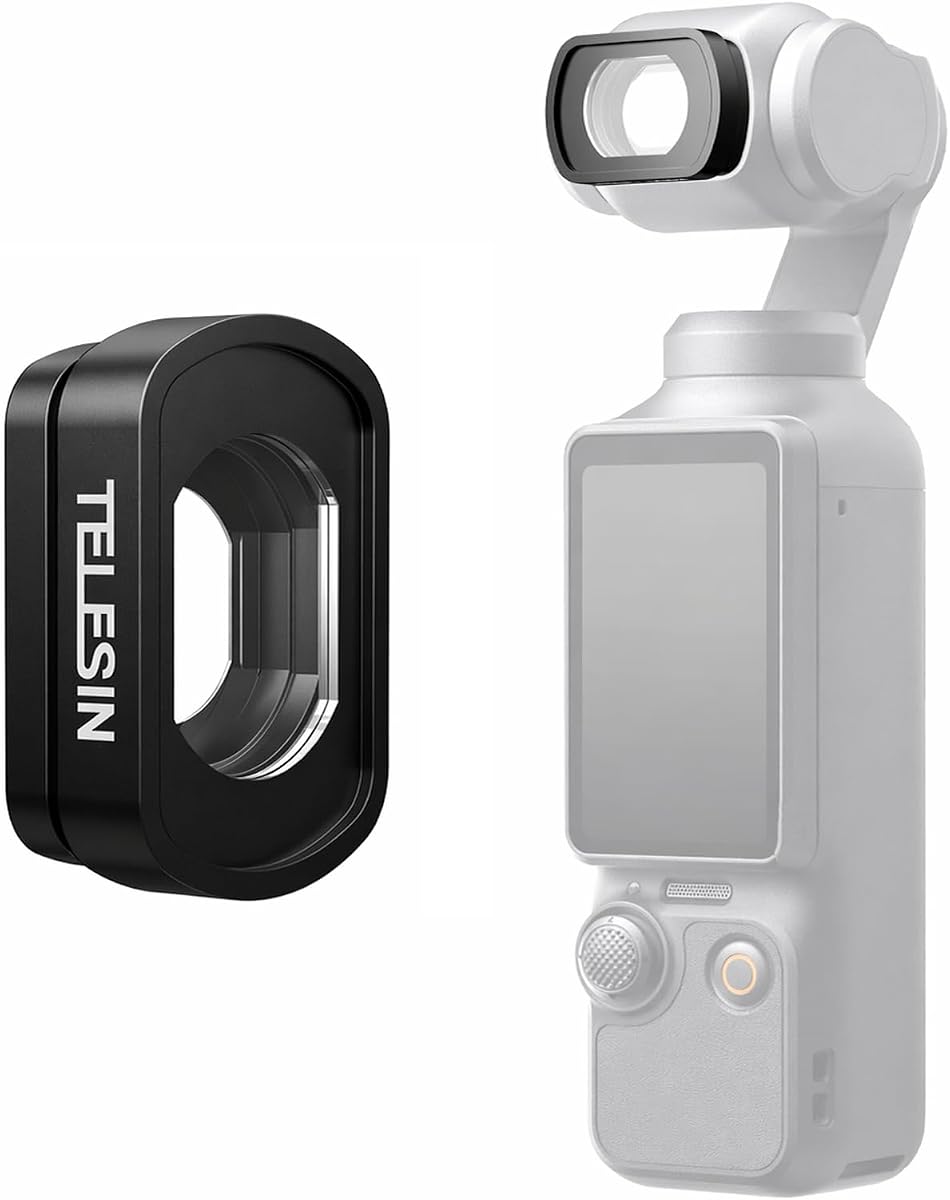 TELESIN Wide Angle Lens for DJI Osmo Pocket 3/4 Xtra Muse | 0.72x Expanded FOV with Magnetic Multi-Coated Optical Glass, Ideal for Vlogging, Travel Photography and Pocket Accessories