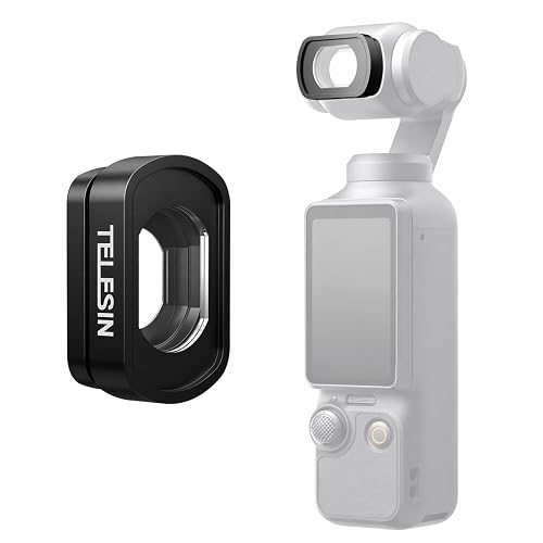 TELESIN 112° Wide Angle Lens Compatible with DJI Osmo Pocket 4 3, Xtra Muse, Magnetic Multi-Coated Optical Glass Lens, 0.72x Expanded FOV Wide Lens for Vlogging Travel Photography, Pocket Accessories - 0.72x Wide Angle Lens