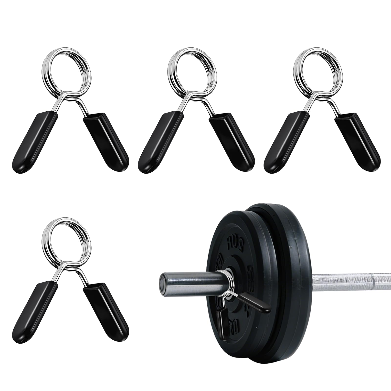 4 Pezzi 28 mm Morsetti per Bilanciere Palestra, Chiusura a Molla in ABS per Sollevamento Pesi, Allenamento di Forza, Fissaggio a Manubri Corti