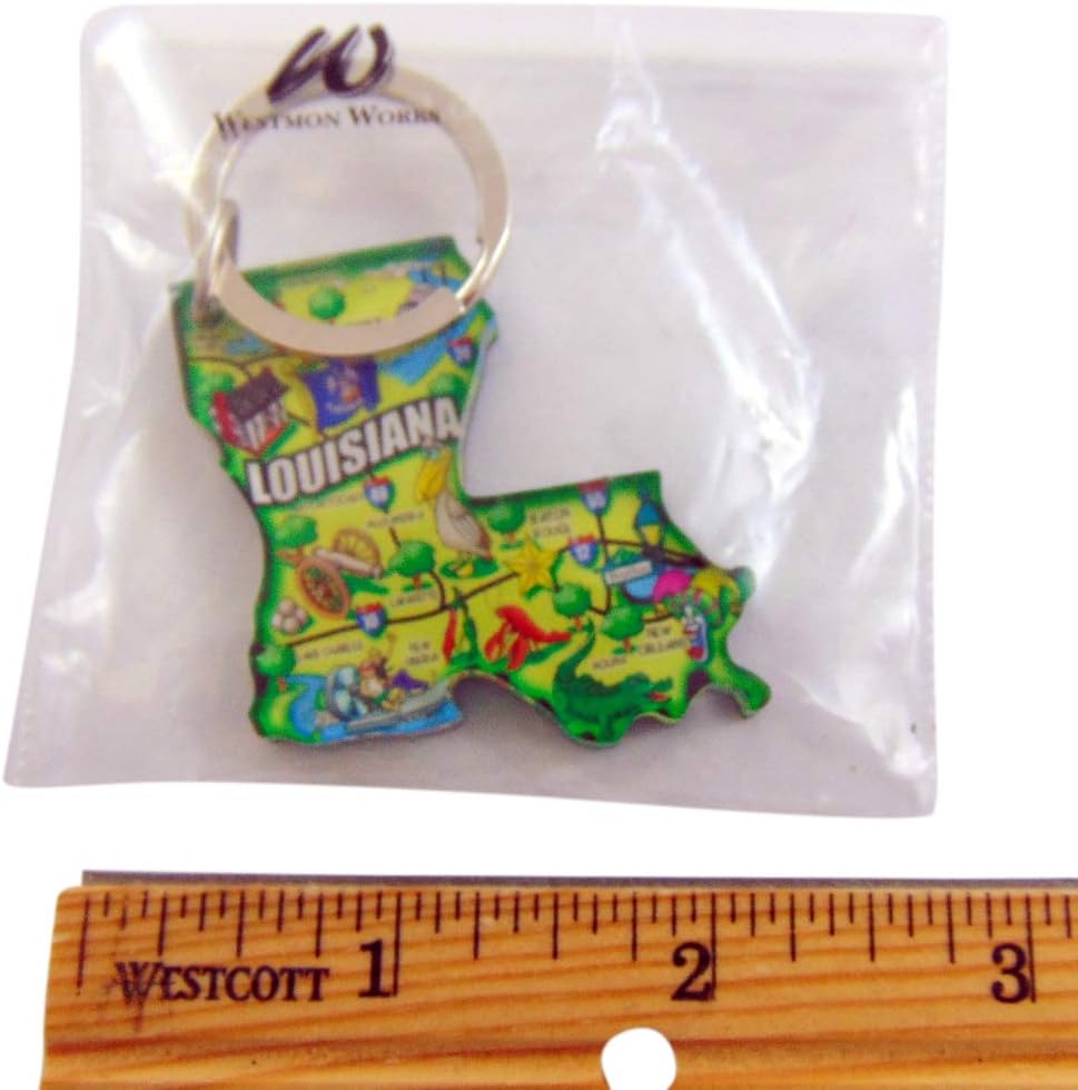 Westmon Works State of Louisiana Key Chain Acrylic Souvenir Keychain Retro Style Map Gift 2 Inch