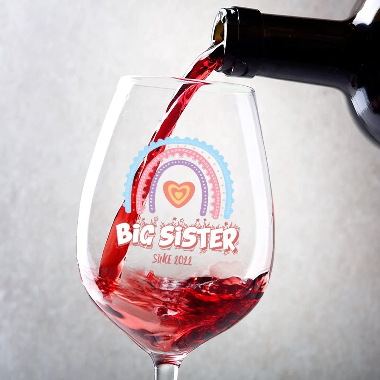Verres à vin rouge Promoted to Big Sister 325ml - Lot de 2 verres élégants pour annonce familiale