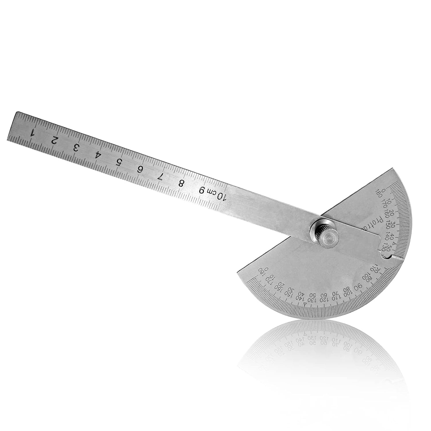 Stainless Steel Protractor, 180 Degrees Two Arm Ruler Adjustable Angle Protractor Woodworking Ruler Craftsman Angle Measure Tool