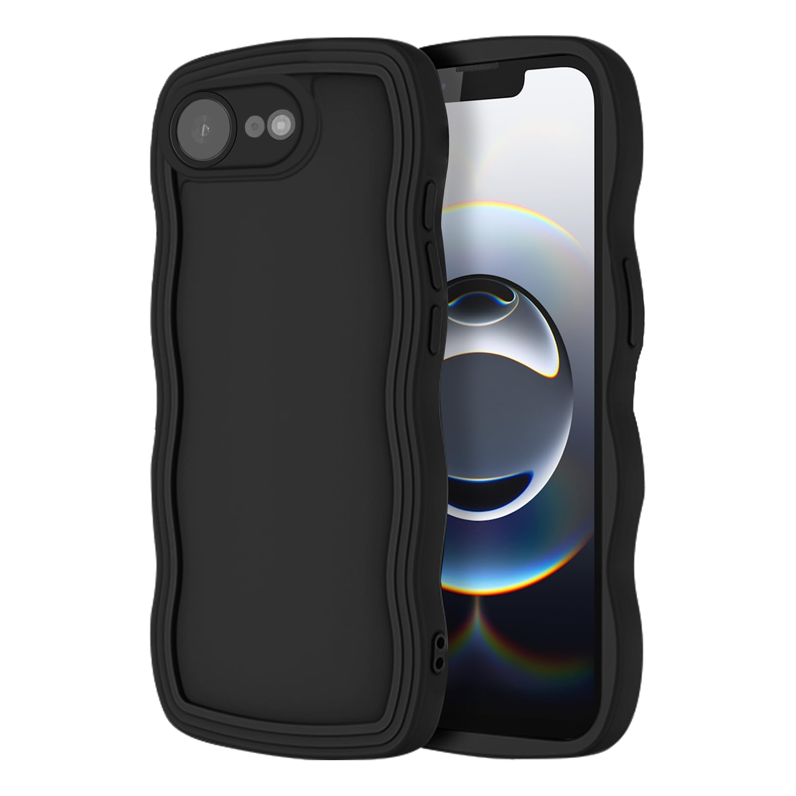 [HeeNia] 対応 iPhone 16e ケース カバー TPU シリコン質感 耐衝撃 落下防止 取付簡単 対応 アップル16e カメラ保護 レンズ保護 高級携帯電話ケース イフォン16e 用 (ブラック)
