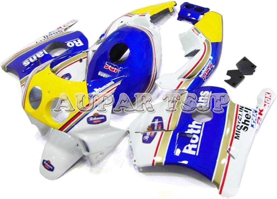 Amazon Aupartsjpオートバイ外装部品はホンダcbr250rr Mc22 1990 1991 1992 1993 1993 1994 Cbr 250 Rr 90 91 92 93 94 Absプラスチックインジェクションカウリング ロスマンズイエローブルースタイルのフルフェアリングを設定 外装パーツセット 車 バイク