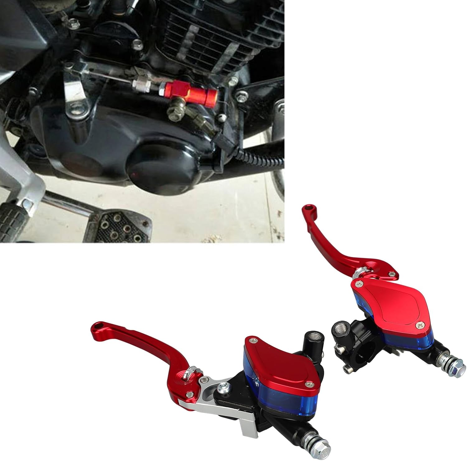 Luocute Universal 22mm Motorcycle CNC Master Cylinder Dual Hydraulic Brake Clutch Levers Kit Gear Adjustable Reservoir Pump for Motorcycles Sport Bike Street Brake Scooter