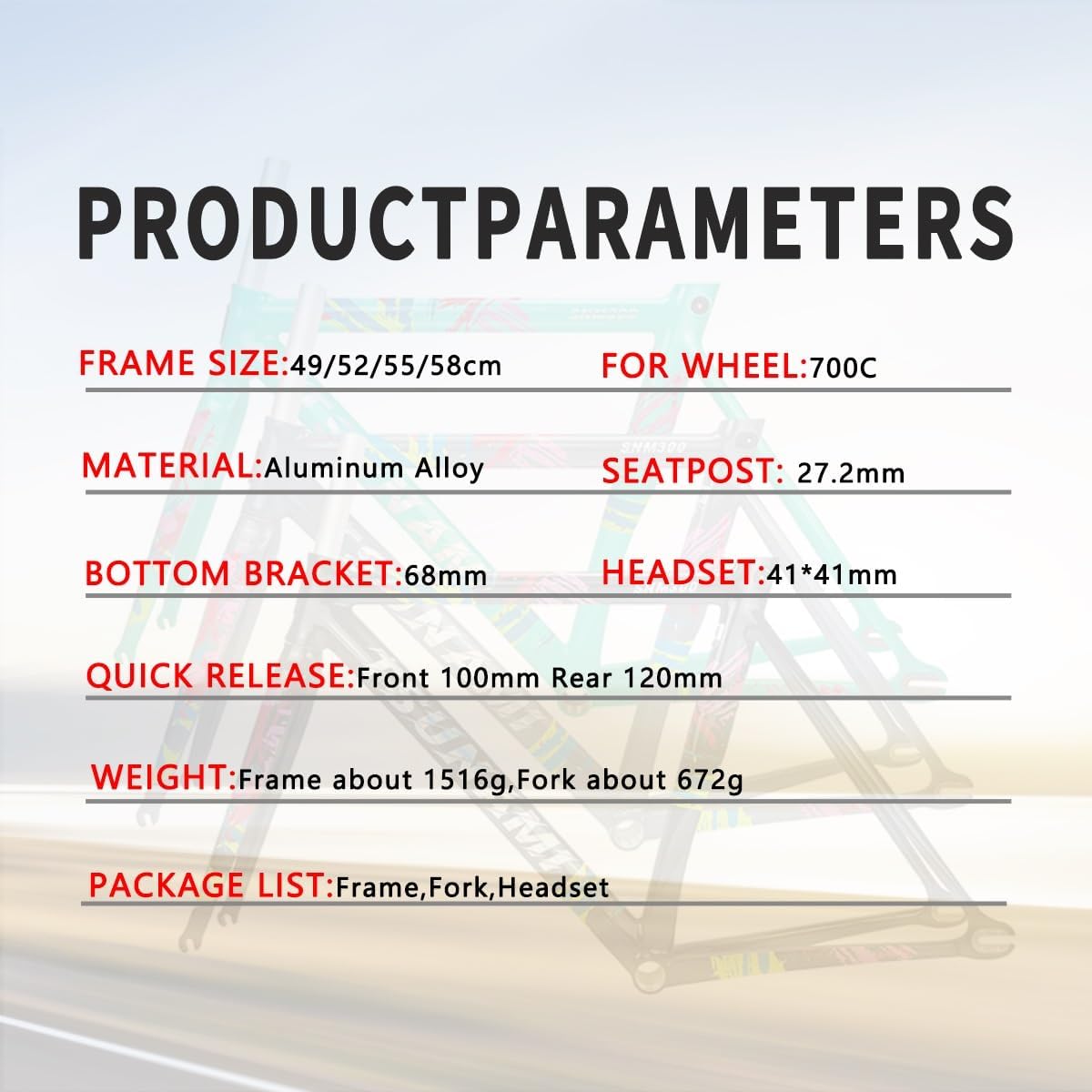 Fixed Gear Bike Frameset 49/52/55/58cm Track Bike Frame C Brake Frame Aluminum Alloy Bike Frames with Fork Quick Release 100/120mm BB68mm