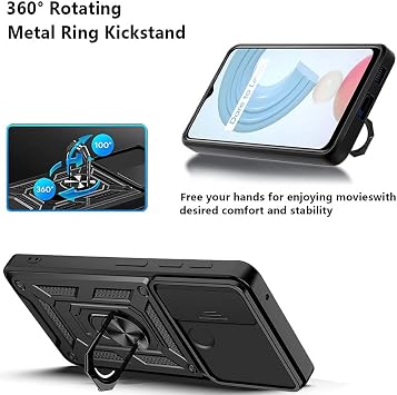 Nevarium Realme C25Y Case Lens Sliding Ring Tank Silicone Leopard