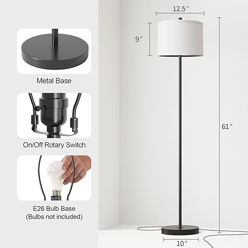 Miniatura 4 de Oneach Lámpara de pie industrial de granja de 61 pulgadas para sala de estar, lámpara de pie rústica para sala de estar, dormitorio, lámparas altas