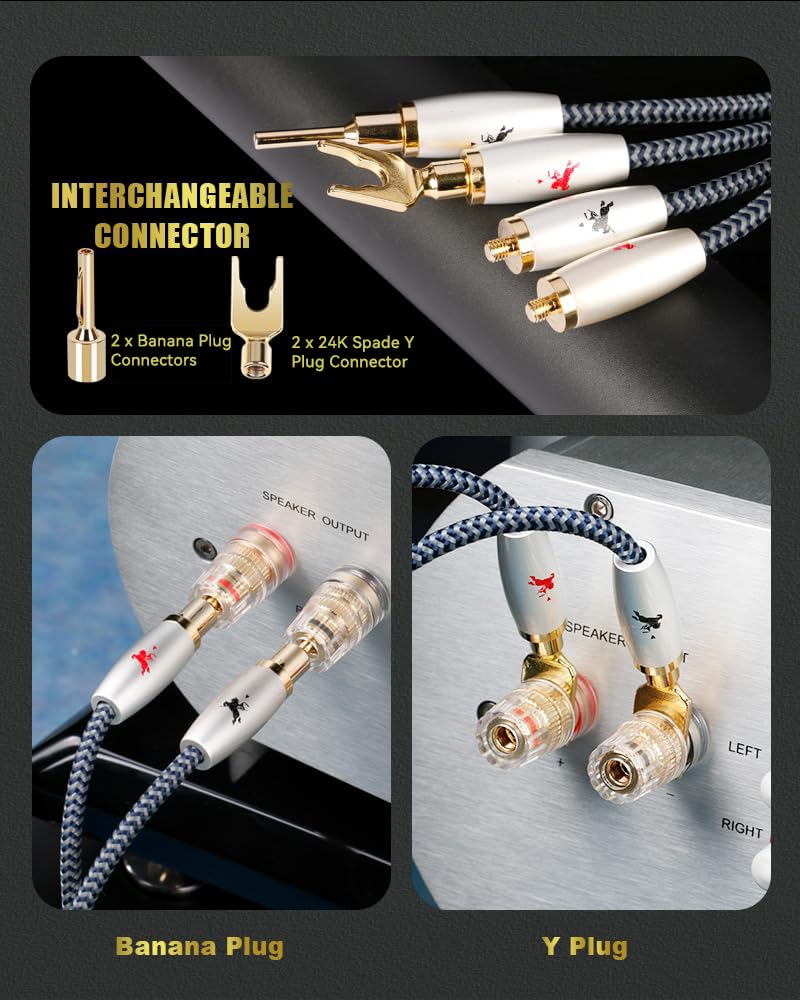 XMSJSIY Câble Haut-Parleur 14 AWG HiFi OFC Tressé – Connecteurs Banane Plaqué Or, 2 Mètres, Pour Amplificateur Et Système Audio Connecteur Banane Plaqué Or XMSJSIY Câble Haut-Parleur 14 AWG HiFi OFC Tressé – Connecteurs Banane Plaqué Or, 2 Mètres, Pour Amplificateur Et Système Audio Connecteur Banane Plaqué Or